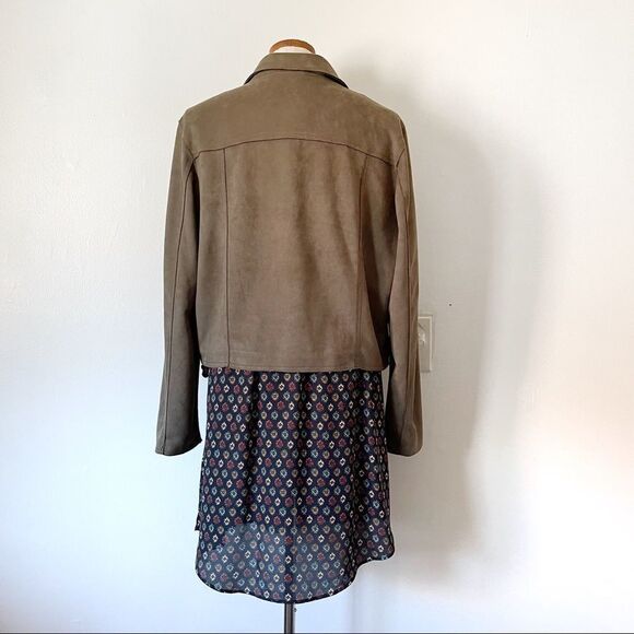 Anthropologie Green Kelyn Faux Suede Moto Jacket size XL NWOT - Picture 6 of 9